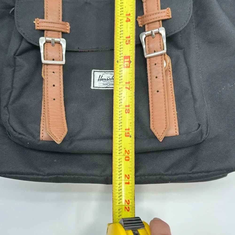Herschel Supply Co Little America Backpack Black Tan Straps Laptop Sleeve Bag